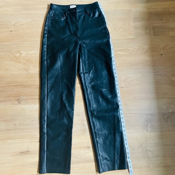 Wilfred Faux Leather Pants Women Size 0 Black Straight Leg Aritzia - Picture 10 of 10